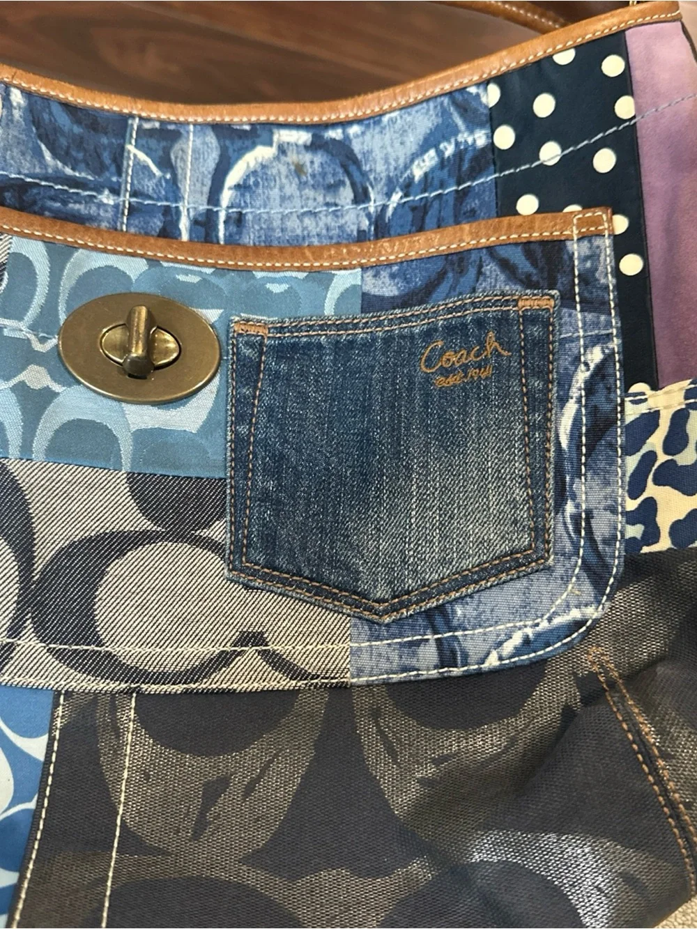 Coach Patchwork Shoulder Bag in Blue Multi